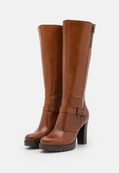 Pier One Leather - Bottes À Talons Hauts - Cognac -Vêtements Offres 1e904b13bbe04b61b591958331895eb3