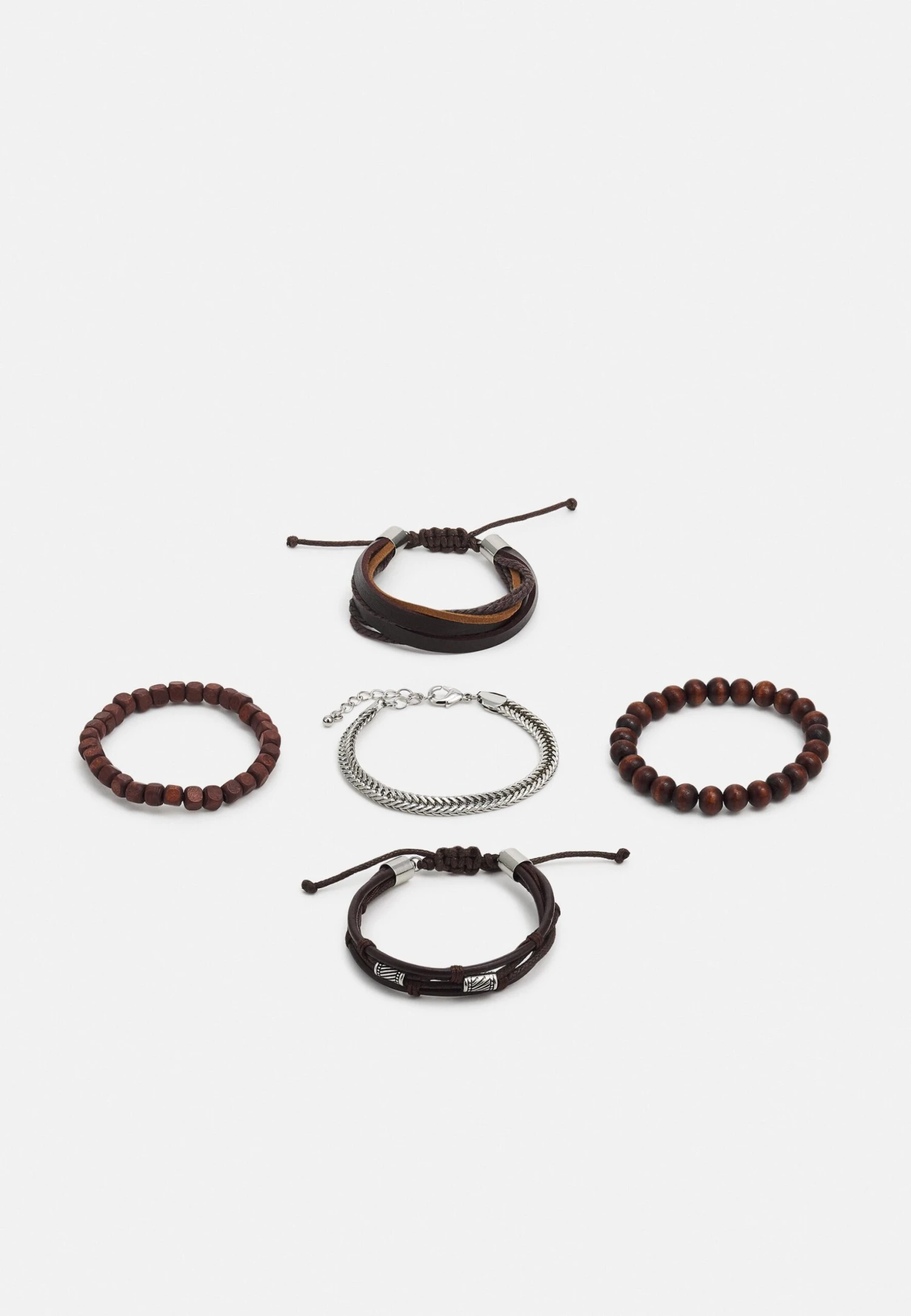 Pier One 5Pack - Bracelet - Brown, Silver-Coloured 3 Pier One 5Pack - Bracelet - Brown, Silver-Coloured