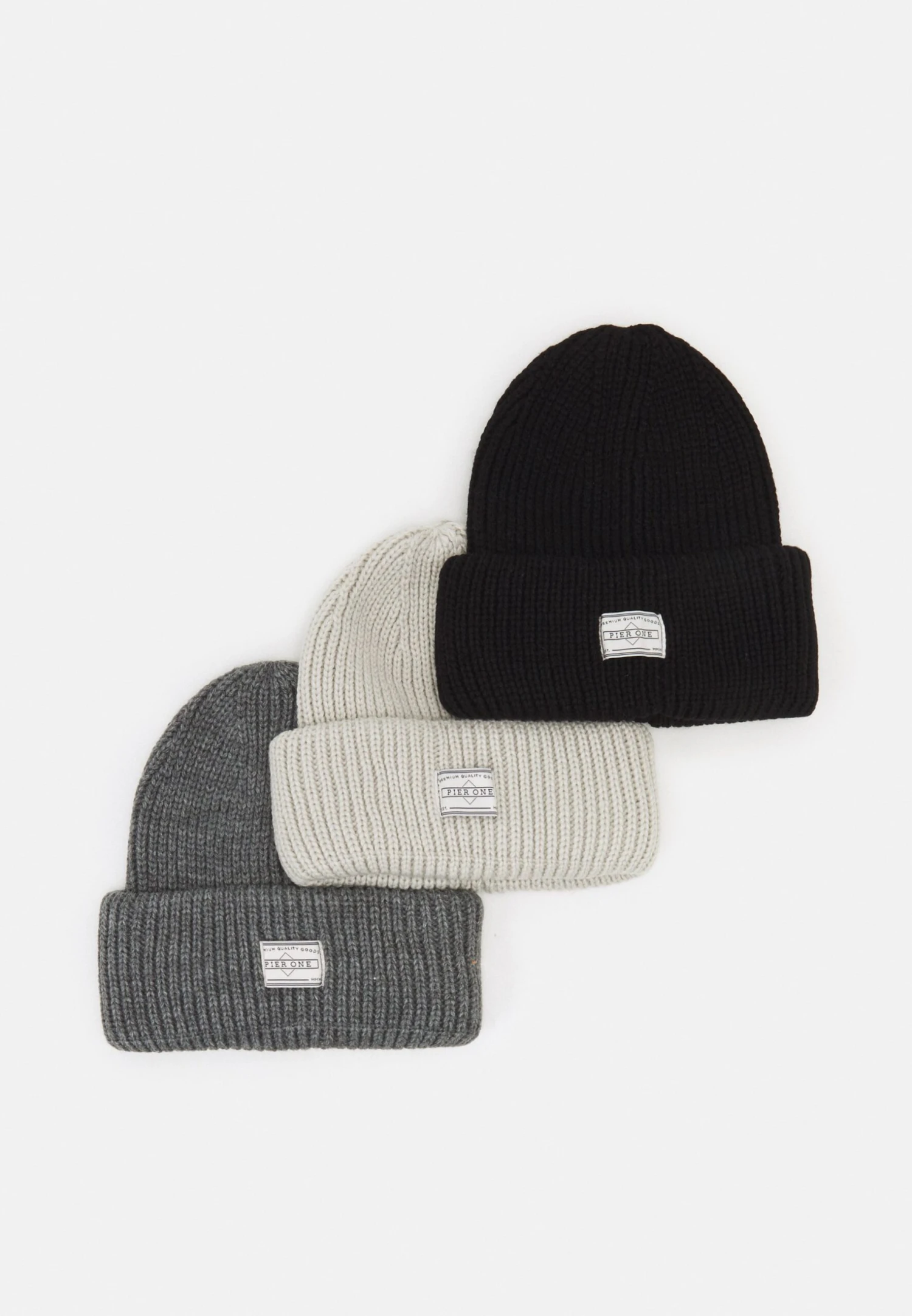 Pier One Unisex 3 Pack - Bonnet - Black/Dark Grey/Off-White 3 Pier One Unisex 3 Pack - Bonnet - Black/Dark Grey/Off-White